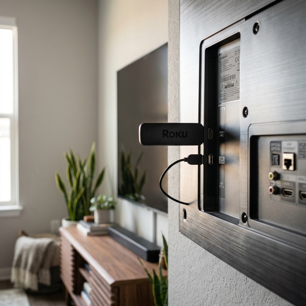 Amazon Fire TV Stick connected to a high-definition television display