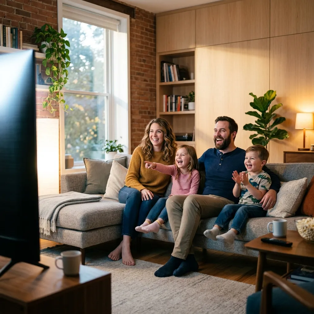 Happy family enjoying FreeGoTV IPTV