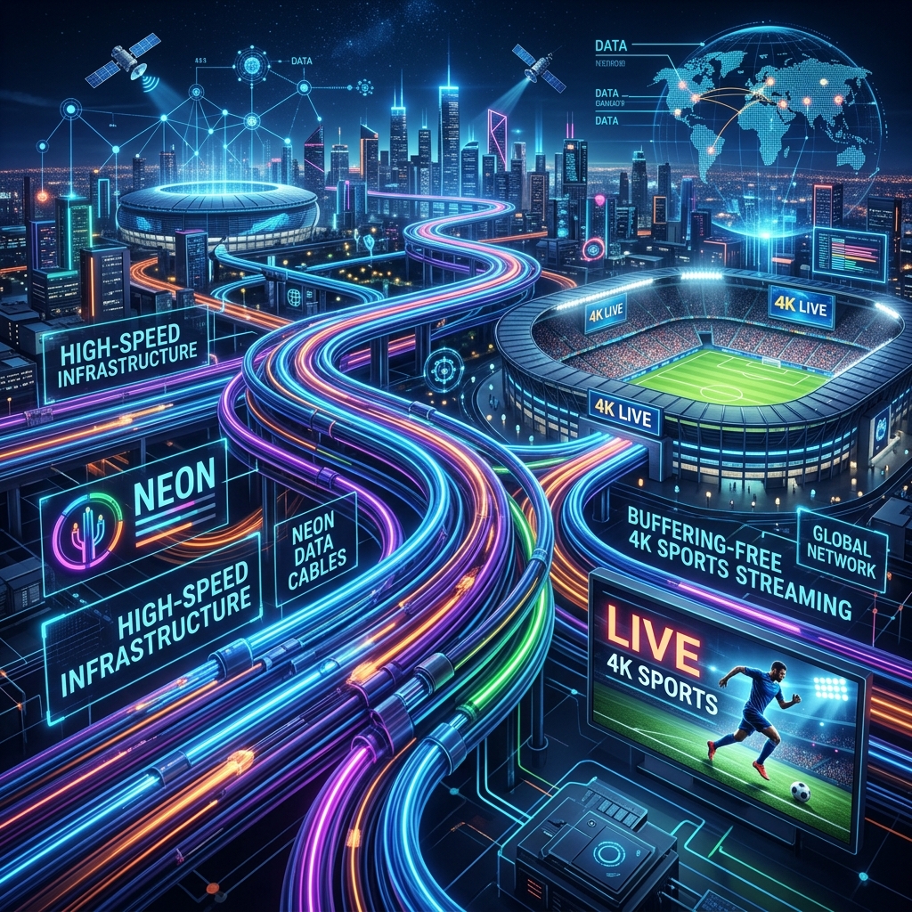 High-performance media center displaying live sports stats and multi-screen streaming interface