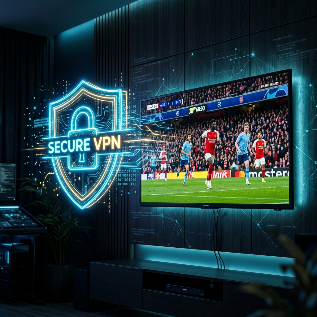 Encrypted VPN shield protecting streaming data packets from ISP inspection